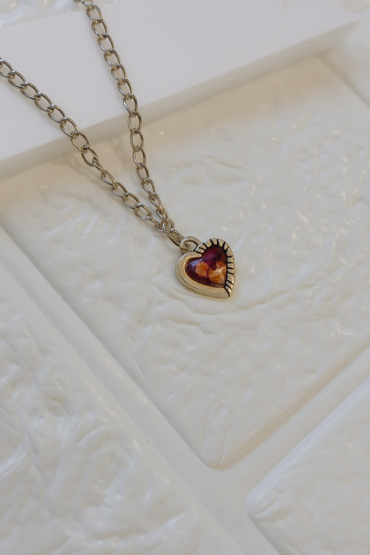 Silver Chain with Heart Crystal Pendant