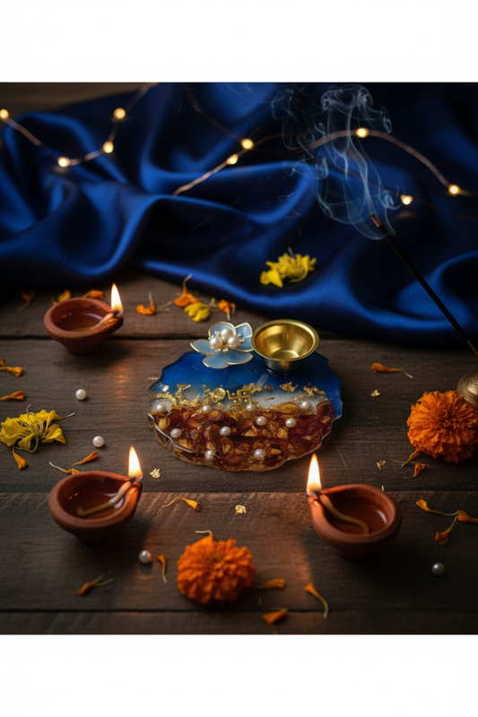 Handmade Resin Small Puja Thali for Festivals & Daily Rituals