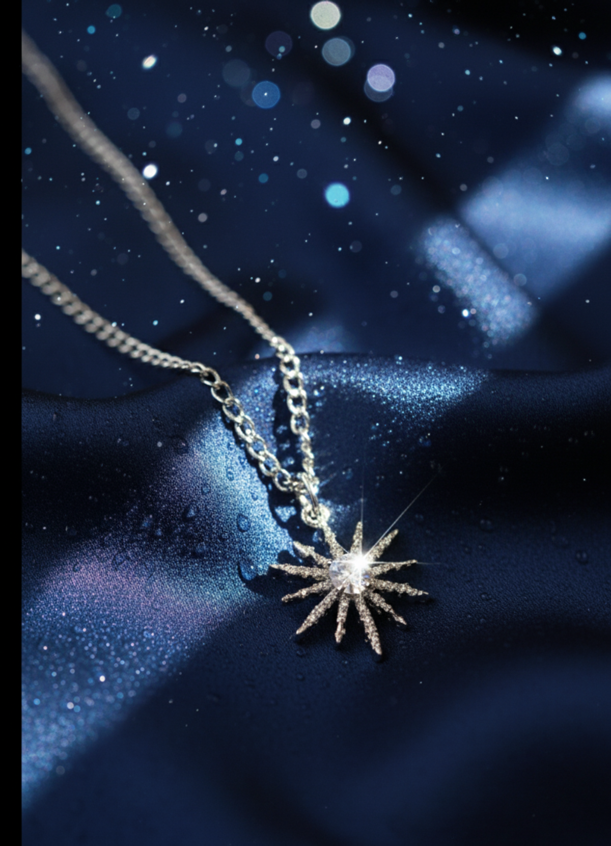 Silver Snowflake Pendant Necklace with Crystal Stone