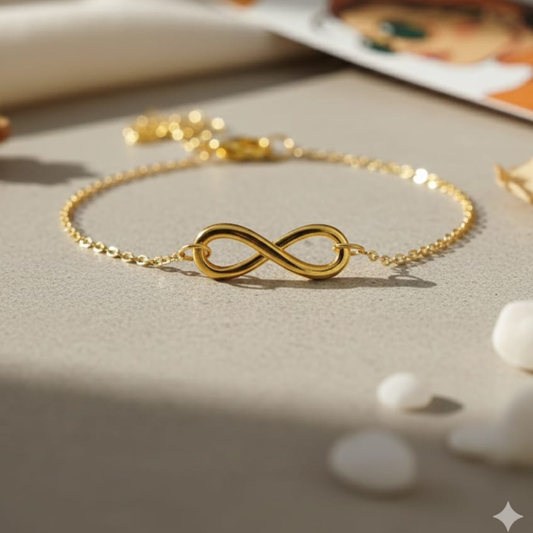 Elegant Gold Infinity Bracelet for Women & Girls | Symbol of Endless Love | Adjustable Chain Bracelet | Daily Wear Jewellery