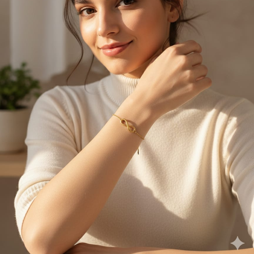 Elegant Gold Infinity Bracelet for Women & Girls | Symbol of Endless Love | Adjustable Chain Bracelet | Daily Wear Jewellery