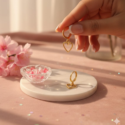 Elegant Gold Heart Hoop Earrings for Women | Lightweight Daily Wear Earrings | Romantic Minimal Jewelry