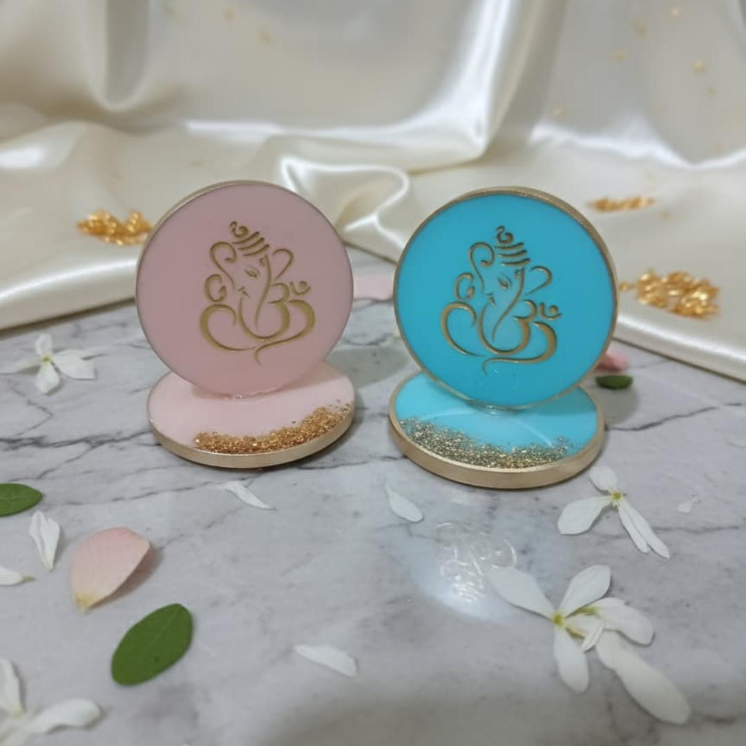 Handmade Resin Lord Ganesha Idol | Pastel Decor Showpiece | Spiritual Gift