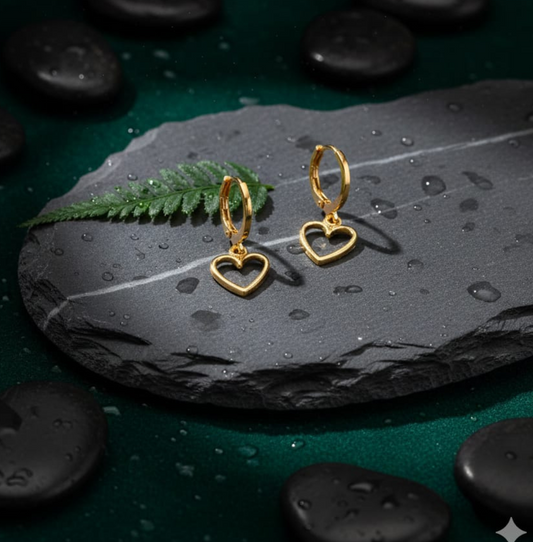 Elegant Gold Heart Hoop Earrings for Women | Lightweight Daily Wear Earrings | Romantic Minimal Jewelry