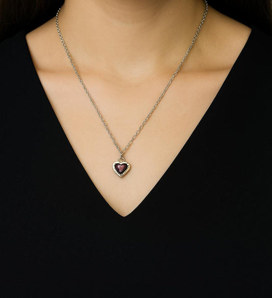 Silver Chain with Heart Crystal Pendant